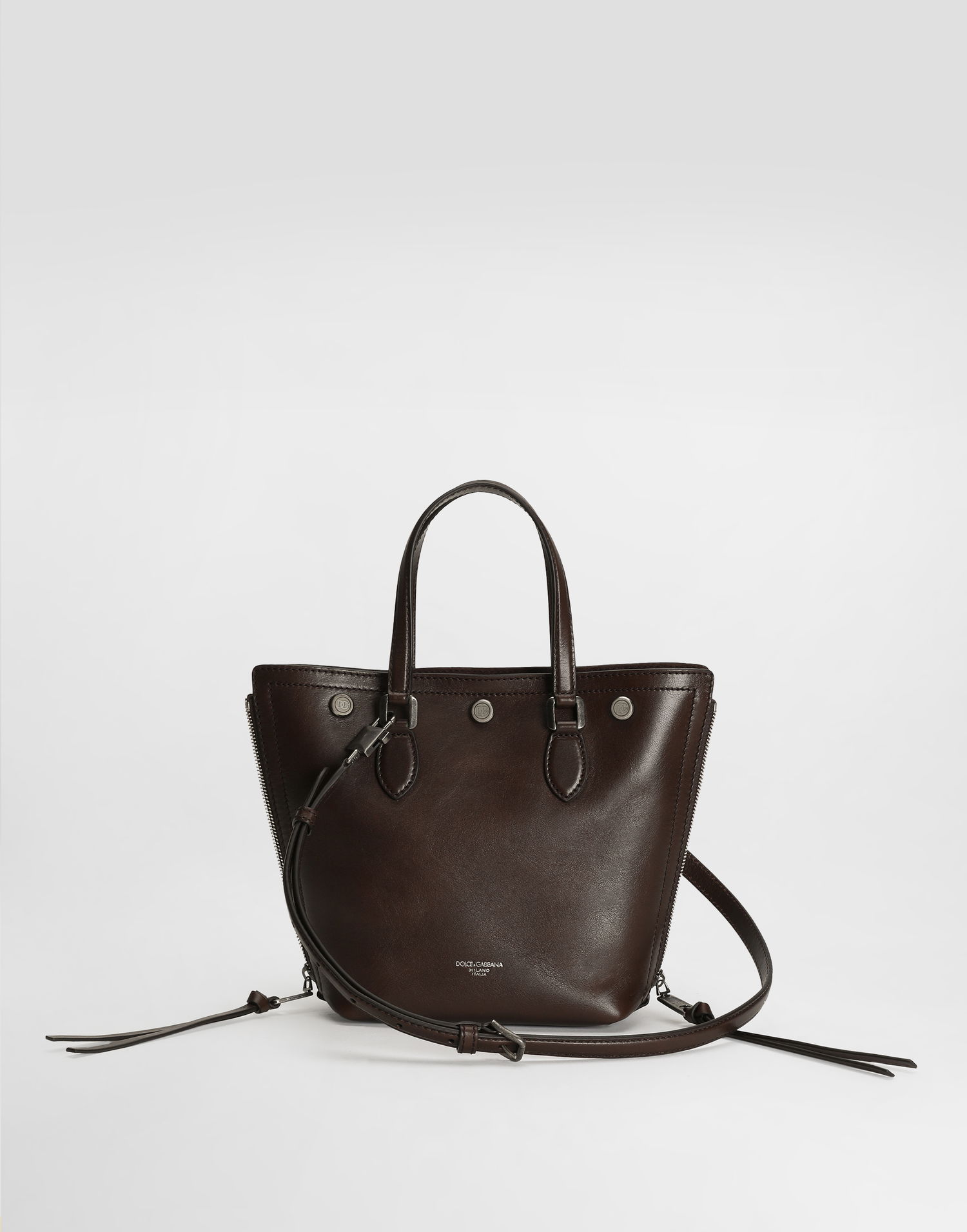 Taška cez rameno Dolce & Gabbana Atene Tempesta Calfskin Shopping Crossbody Bag Hnedá | BM7890AU99480178, 1