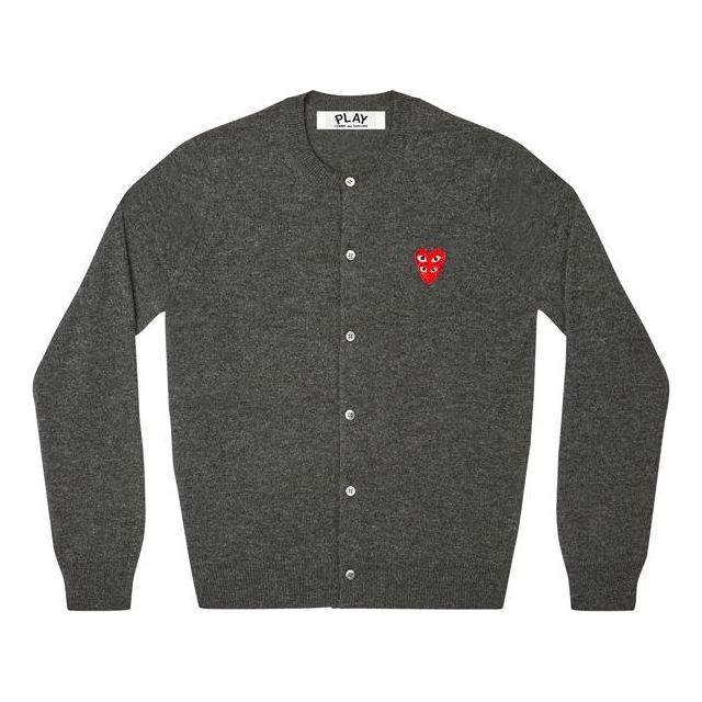 Sveter Comme des Garçons COMME des GARCONS PLAY Cardigan with Red Emblem Šedá | AZ-N075-051-2, 0