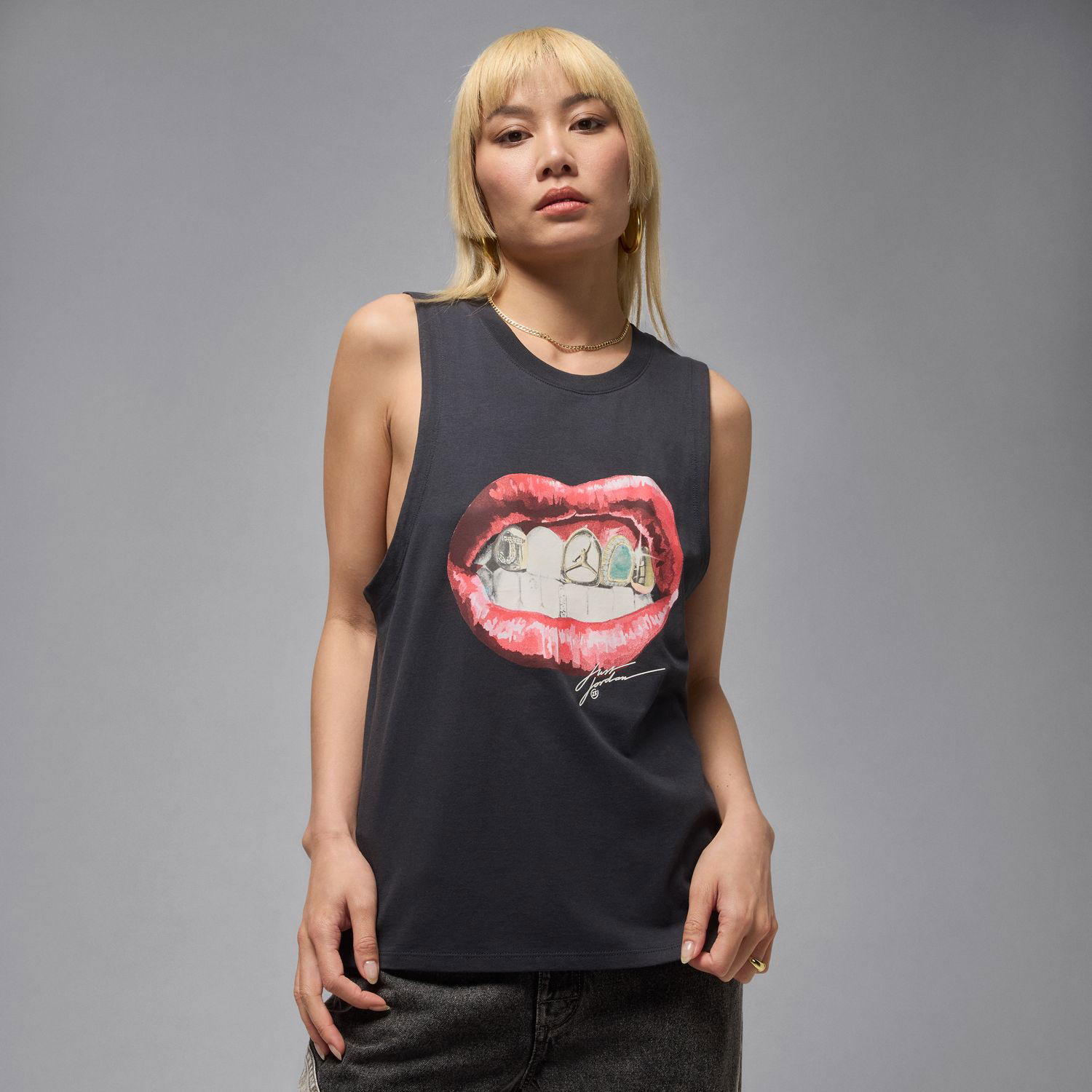 Tielko Jordan Flight Sleeveless Lips Graphic Tee Čierna | HV0223-045, 0