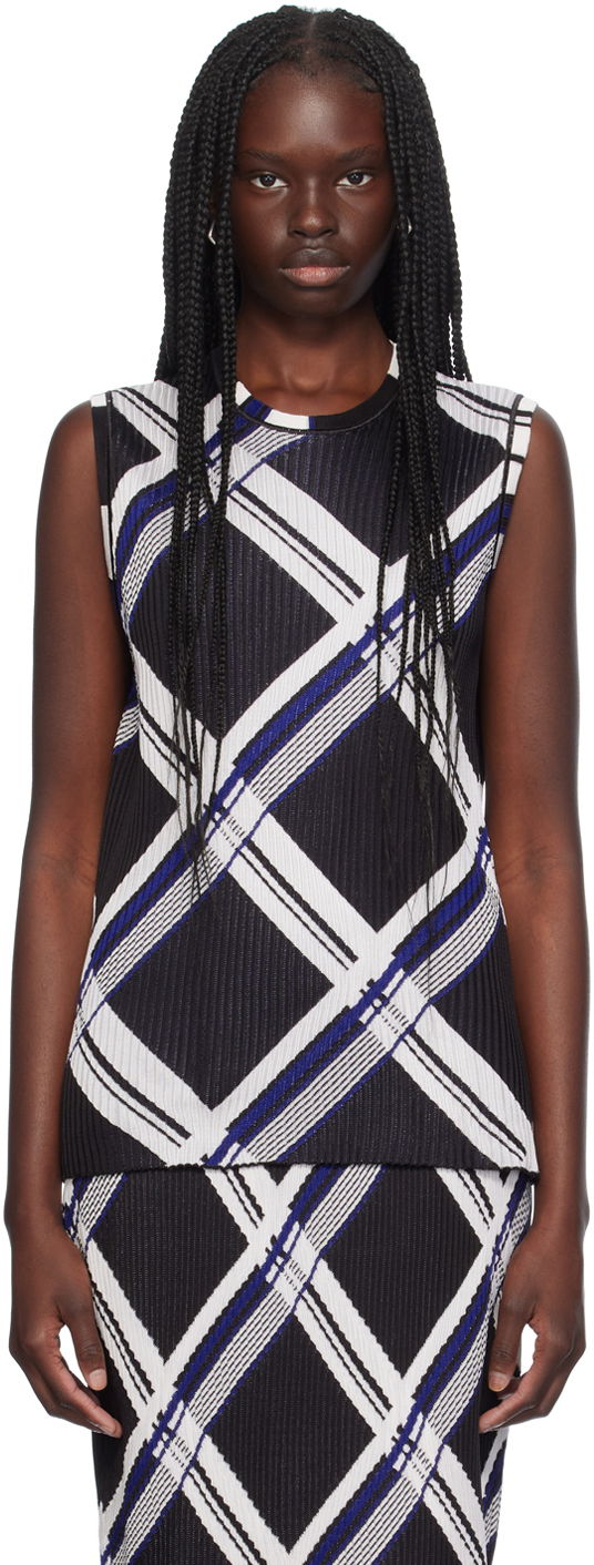 Tielko Burberry Silk Check Tank Top Čierna | 8088896, 0