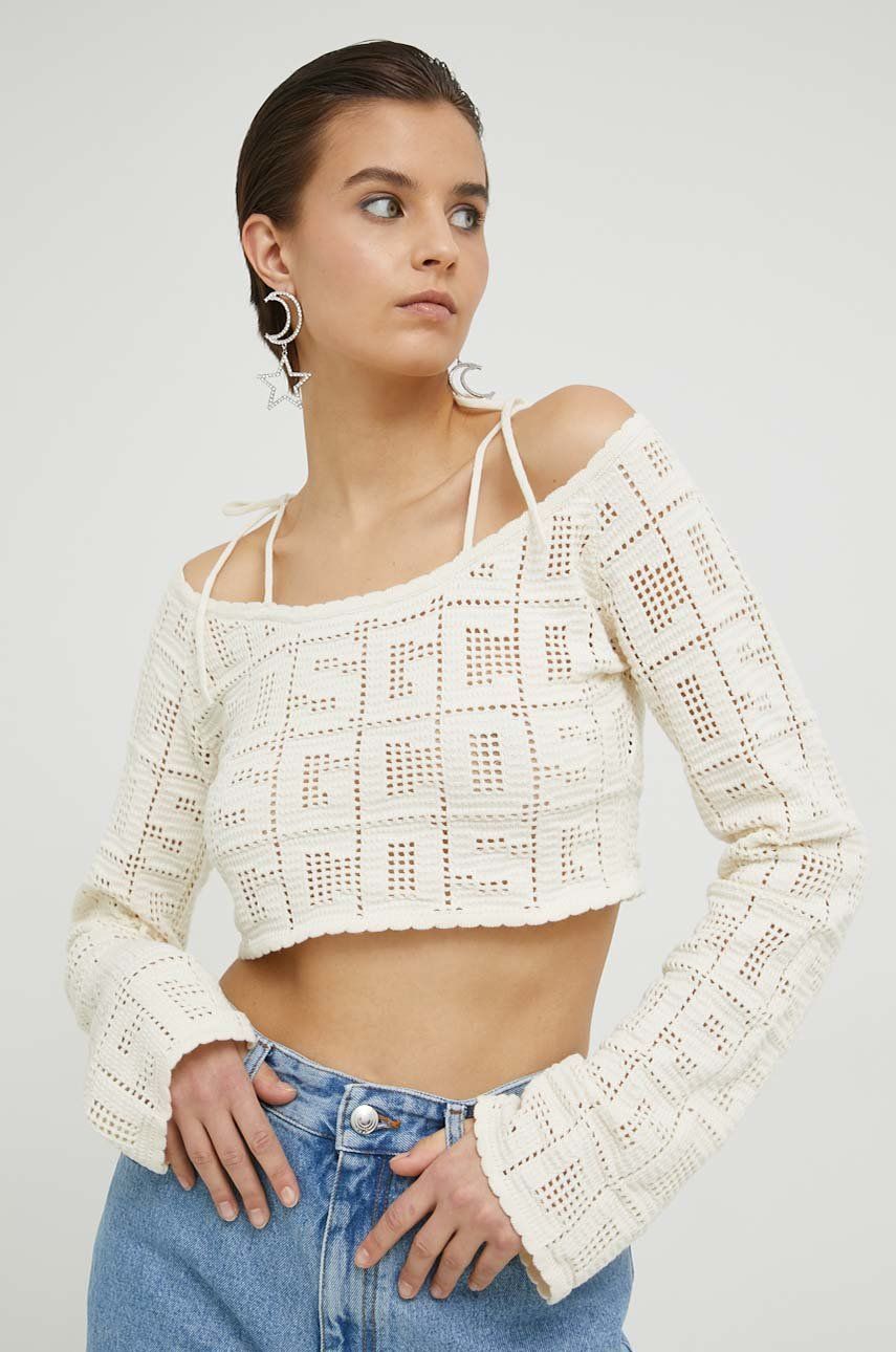 Sveter GCDS Cropped Sweater Béžová | SS23W380920, 0
