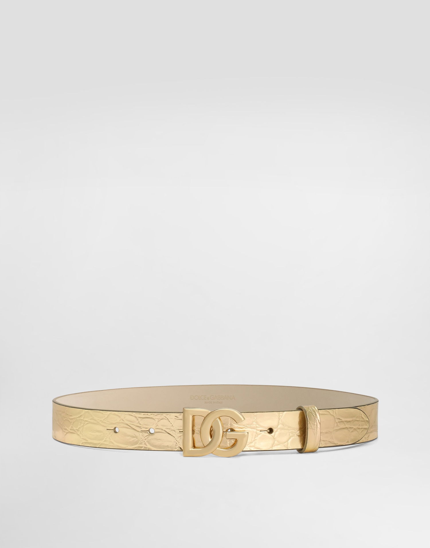 Opasok Dolce & Gabbana Crocodile Print Calfskin Belt Metalická | EE0068AC4598H944, 0