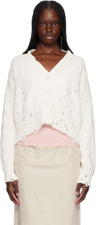 Sveter Marni Marni Distressed Cropped Cardigan Biela | CDMD0403A0 UFC658, 0