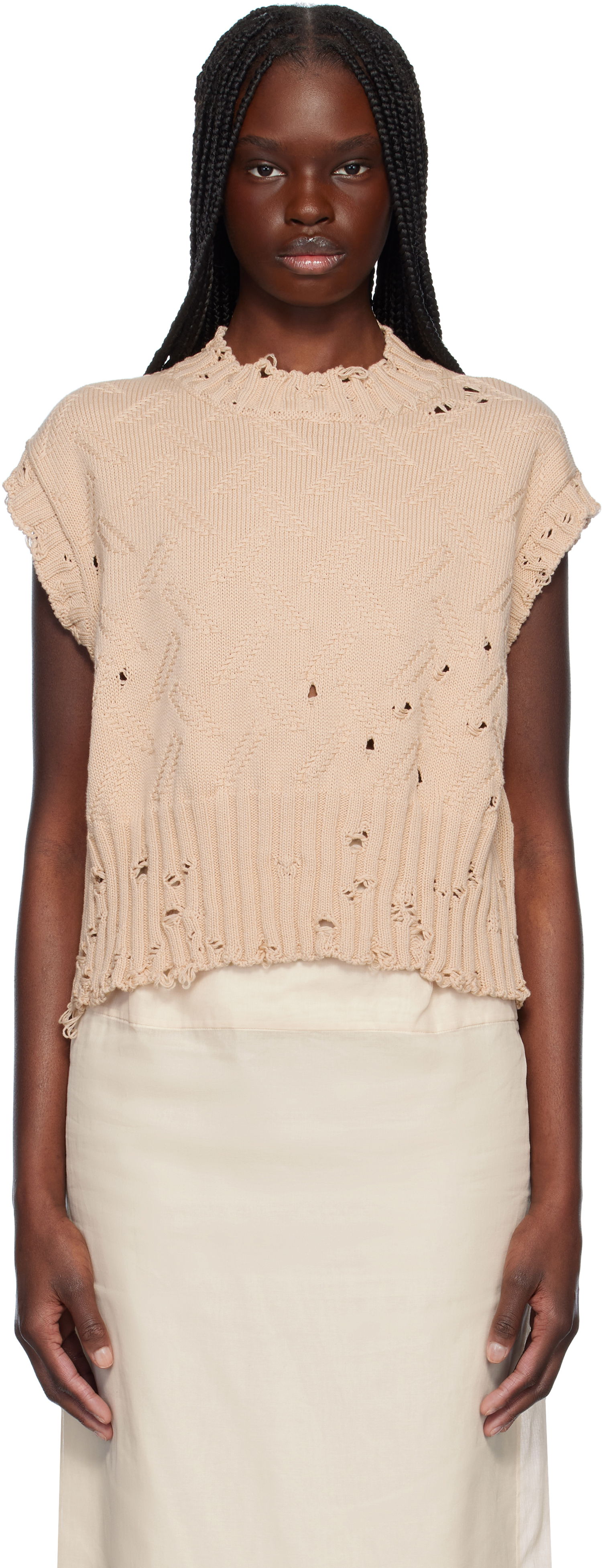 Sveter Marni Marni Jacquard 3D Disheveled Cotton Sweater Béžová | GCMD0605A0 UFC658, 0
