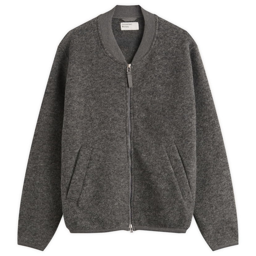 Bomber bunda Universal Works Universal Works Wool Fleece Zip Bomber Jacket Šedá | 00018-GMA