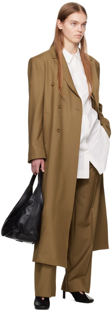 Kabáty Loulou de Saison Loulou de Saison Maisun Double-Breasted Maxi Coat Hnedá | MAISUN, 3