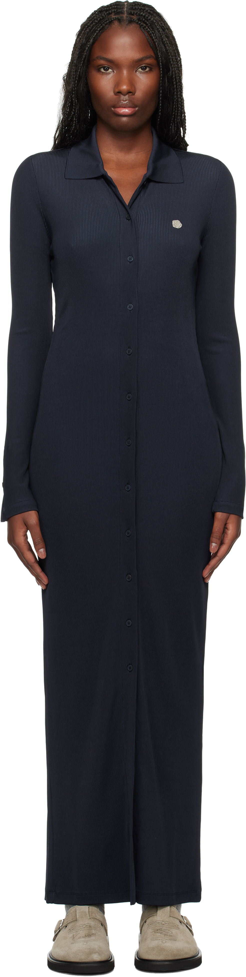 Šaty KENZO Long Rib Cardigan Dress Navy | FE62RO7654SS, 0