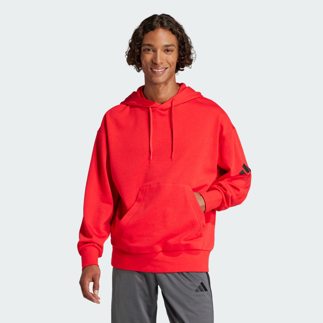 Mikina adidas Performance Loose-Fit French Terry Hoodie with Logo Červená | JF3588, 0