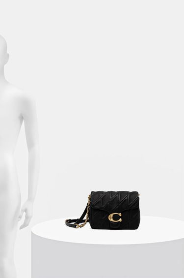 Taška cez rameno Coach Black Leather Shoulder Bag With Chain Čierna | CW629, 6