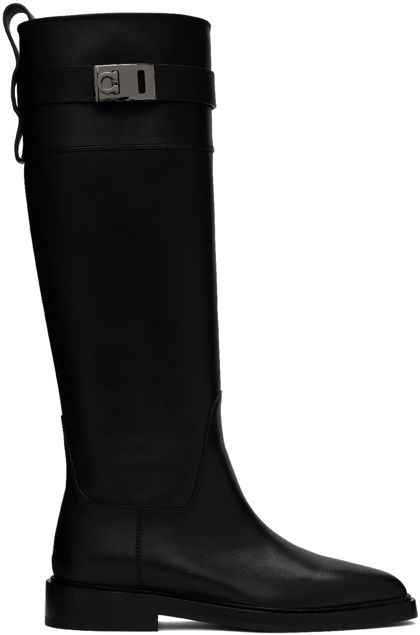 Starostlivosť o obuv FERRAGAMO Salvatore Ferragamo Gancini Buckle Knee-High Boots Čierna | 01G205 - 764001, 0