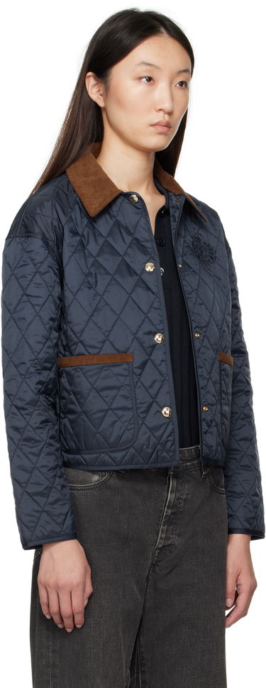 Bunda Sporty & Rich Sporty & Rich H&W Crest Cropped Quilted Jacket Navy | OW027620241BL106, 1