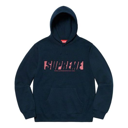 Mikina Supreme Reflective Cutout Logo Hooded Sweatshirt Navy | SUP-SS20-103