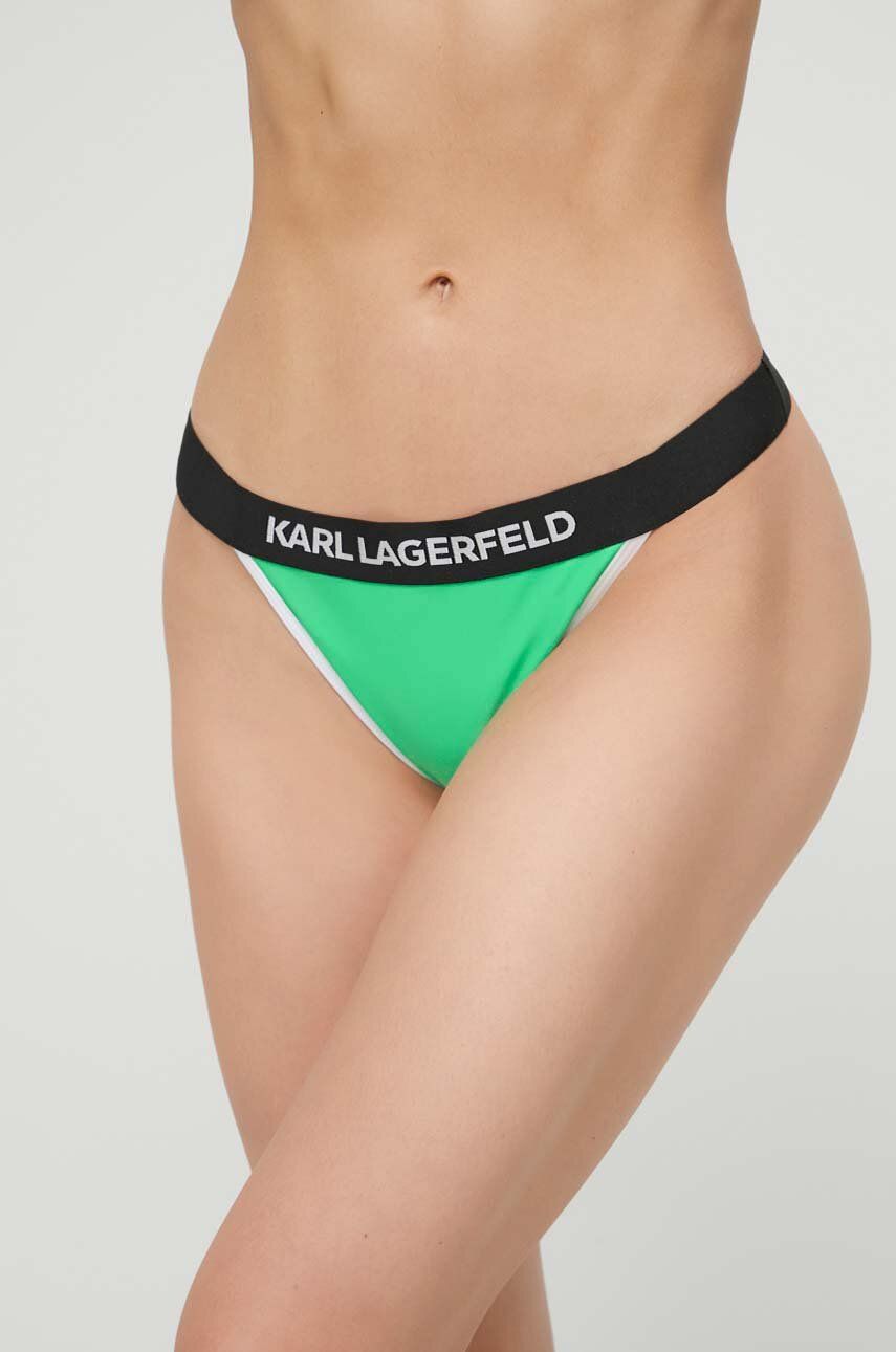 Plavky KARL LAGERFELD Logo Elastic Bikini Bottoms Zelené | 230W2235, 0