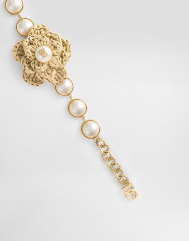 Náramok Dolce & Gabbana Dolce & Gabbana Raffia and Pearl Flower Bracelet Metalická | WBR6R1W1111ZOO00, 3