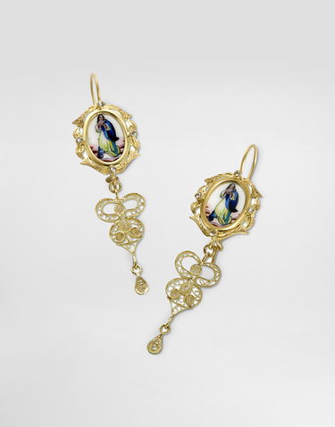 Náušnice Dolce & Gabbana Dolce & Gabbana Sicily Drop Earrings with Religious Figure and Filigree Design Žltá | WEDD1GW0001ZOO00, 1