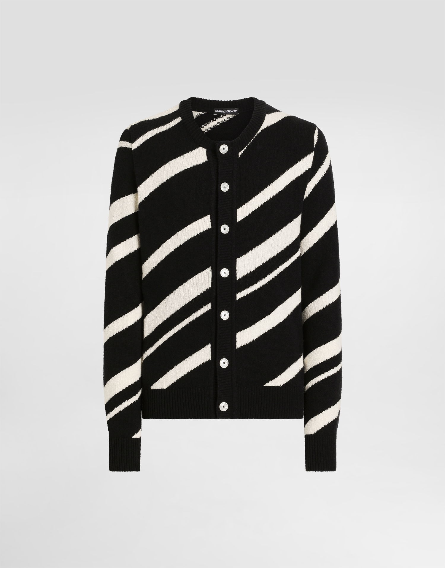 Sveter Dolce & Gabbana Dolce & Gabbana Striped Cotton Knit Cardigan Čierna | GXVB1TJFMMSN0004, 0