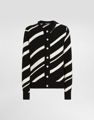 Sveter Dolce & Gabbana Dolce & Gabbana Striped Cotton Knit Cardigan Čierna | GXVB1TJFMMSN0004, 0