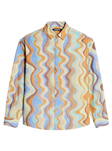 Košeľa Jacquemus La Chemise Simon Classic Print Desert Waves Blue Stripes Béžová | 216SH001-1356-3EU