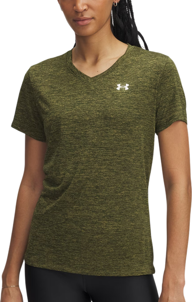 Tričko Under Armour Heathered V-Neck Short-Sleeve T-Shirt Tech SSV- Twist Zelené | 1384227-308, 0
