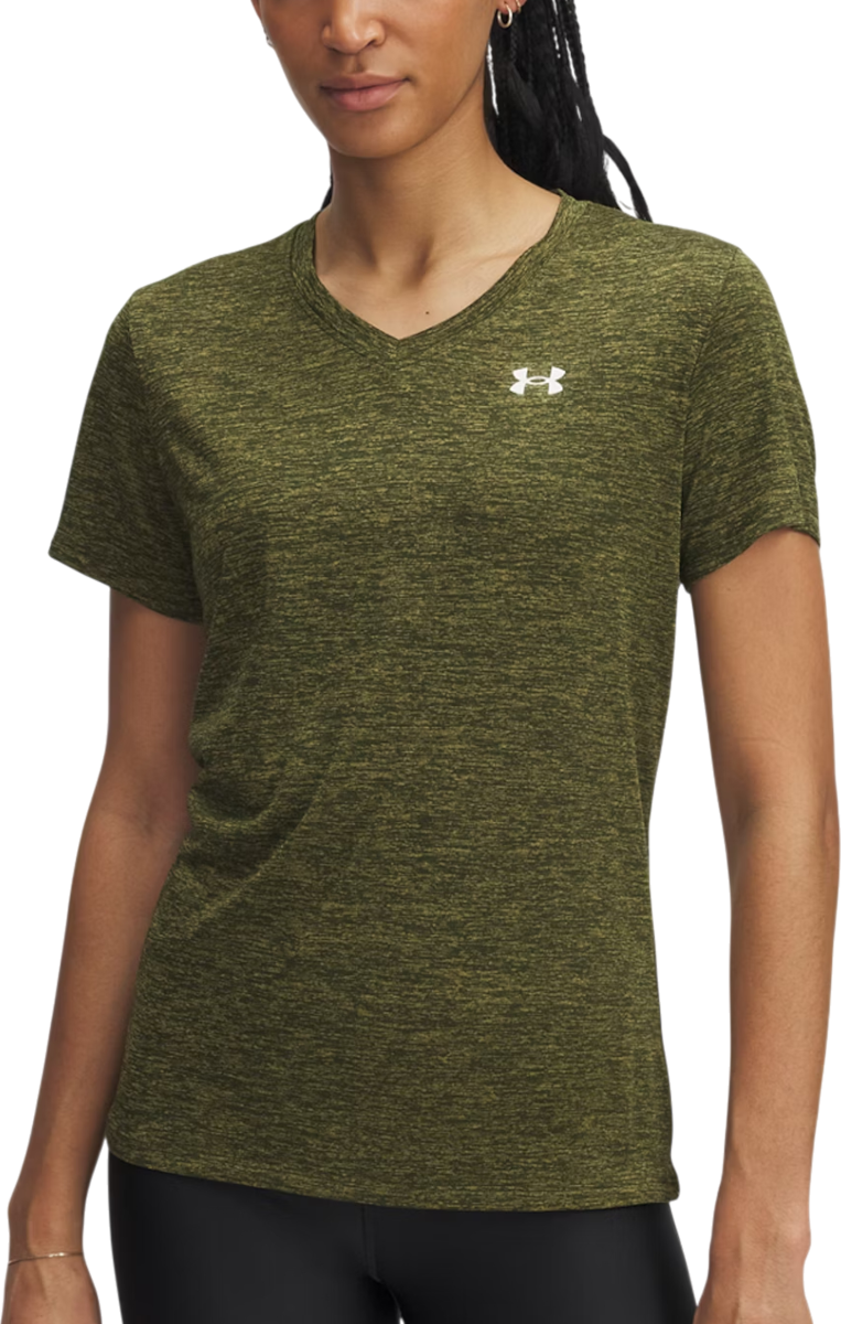 Tričko Under Armour Heathered V-Neck Short-Sleeve T-Shirt Tech SSV- Twist Zelené | 1384227-308