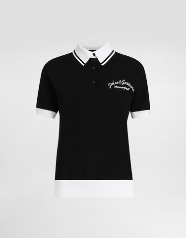 Polo tričko Dolce & Gabbana Dolce & Gabbana Short Sleeve Cotton Piqué Polo Shirt with Logo Embroidery Čierna | F8V33ZGDCYFN0000, 0