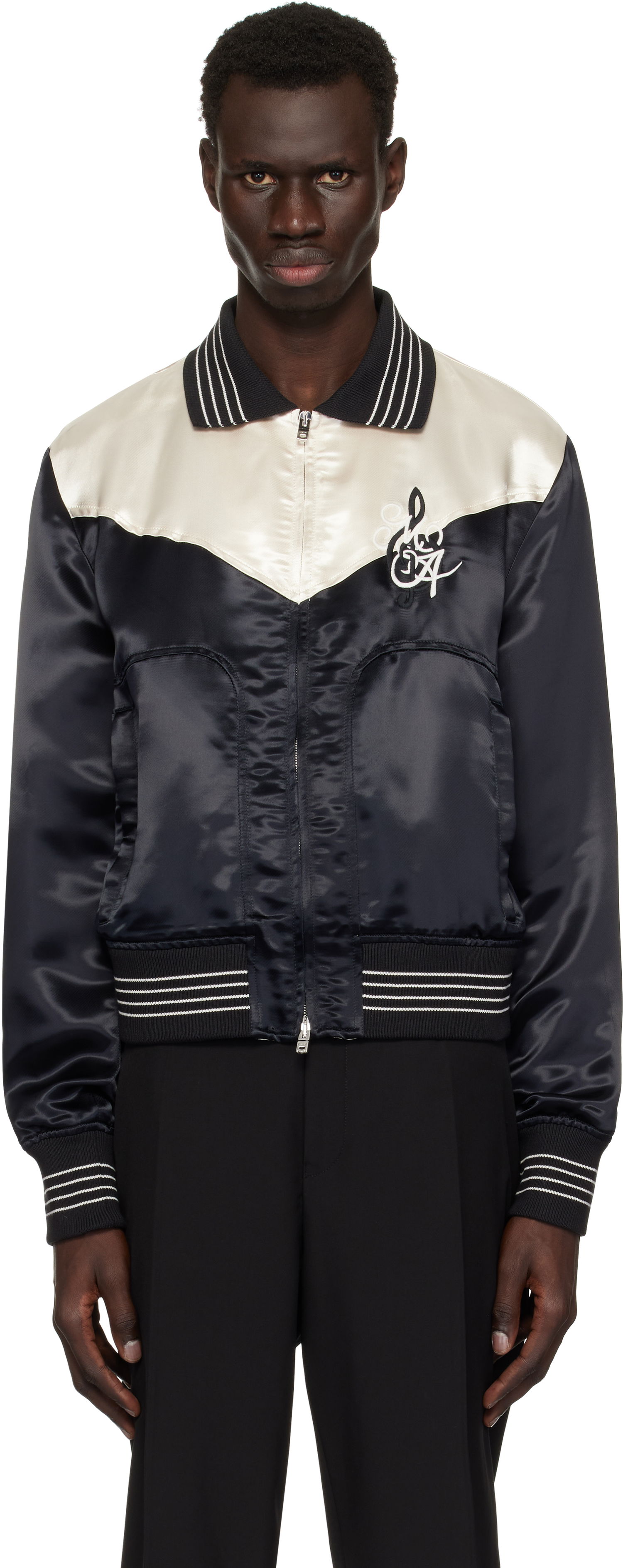 Bomber bunda AMIRI AMIRI 'MA' Music Note Satin Jacket Čierna | AMOUBN1074, 0