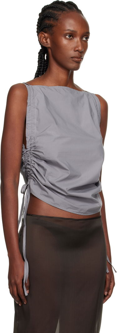 Tielko Baserange Baserange Pictorial Ruched Strap Top Šedá | TSPIS-PO-AU25, 1