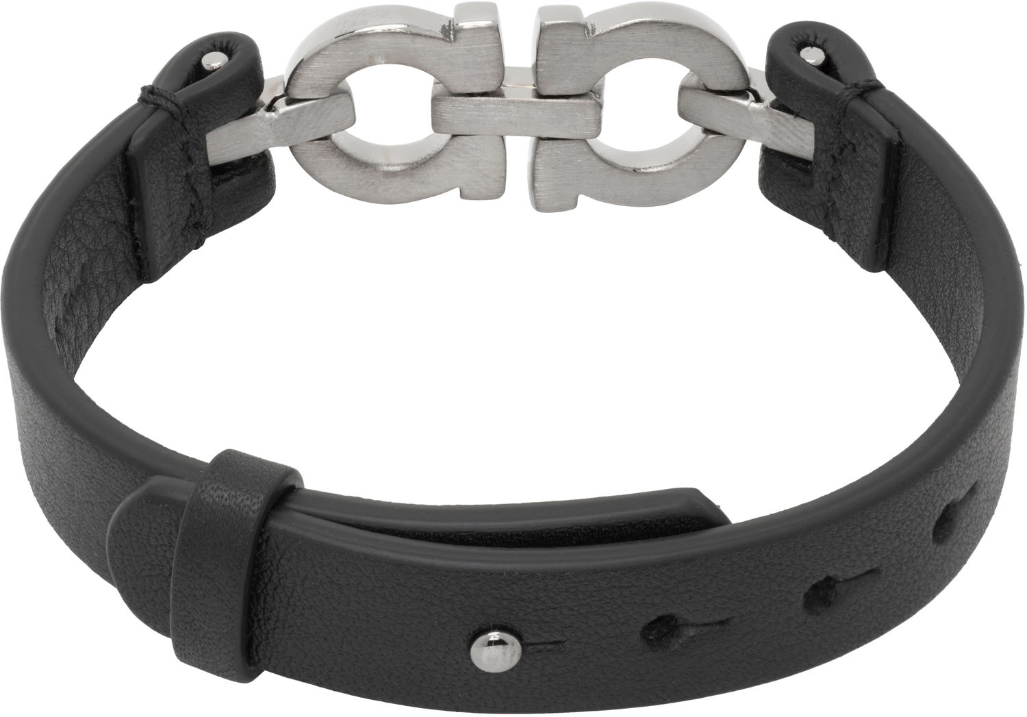 Náramok FERRAGAMO Salvatore Ferragamo Double Gancini Leather Bracelet Čierna | 785723, 1
