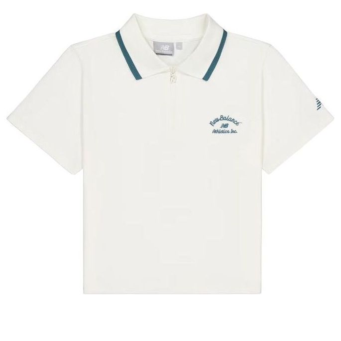 Polo tričko New Balance Athletics Half Zip Polo Shirt Biela | NFE22442-IV
