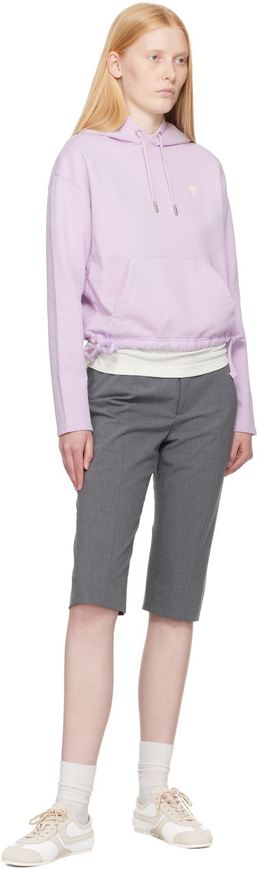 Mikina AMI AMI Paris Ami de Coeur Cropped Hoodie Fialová | FSW260.730, 3