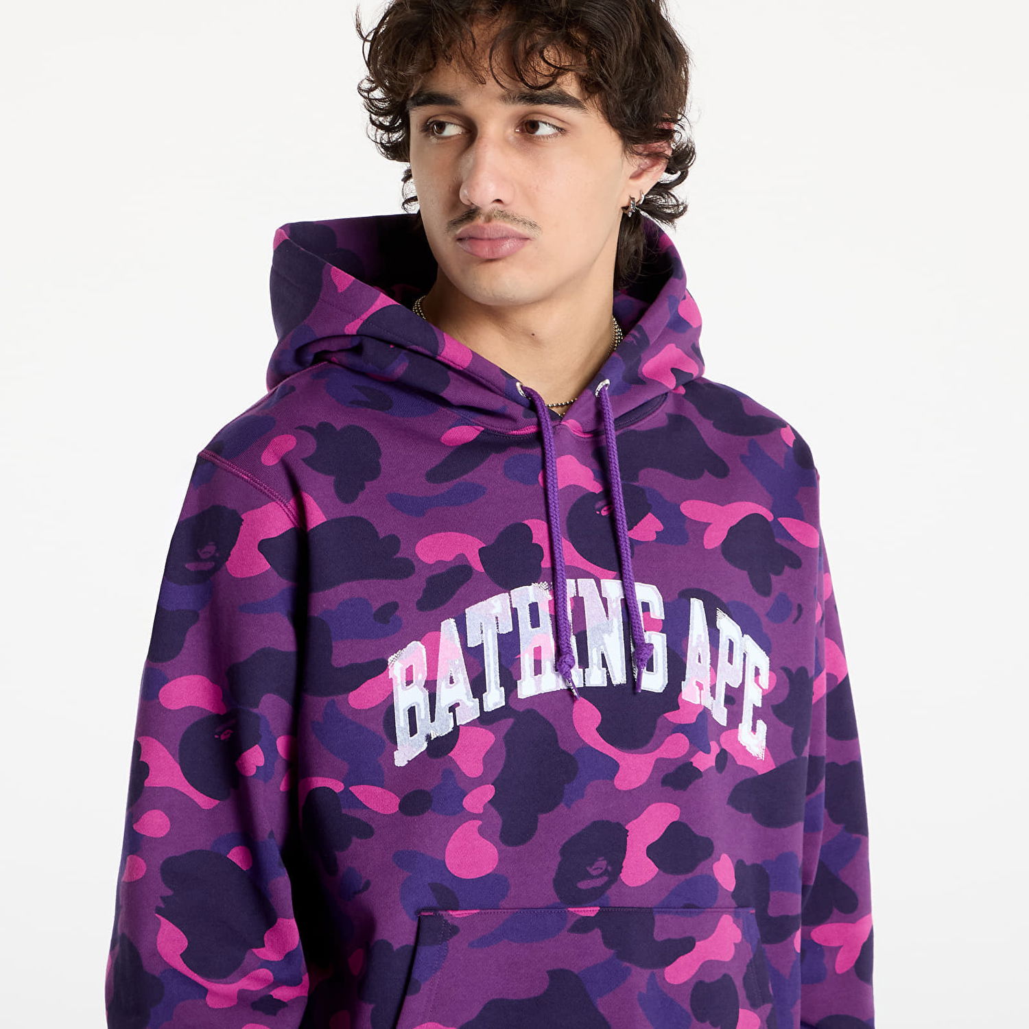 Mikina BAPE Camo Print Pullover Hoodie Fialová | 001PPK801011M PUR, 1