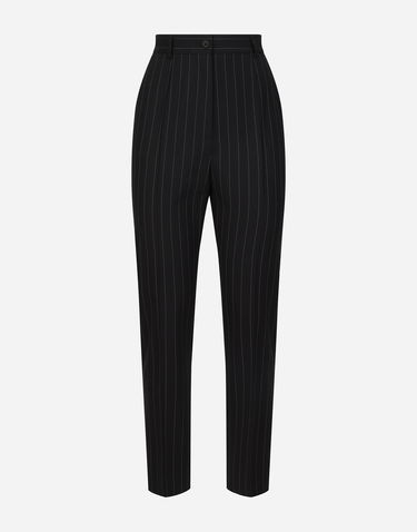 Nohavice Dolce & Gabbana Dolce & Gabbana Pinstripe Tailored Wool Trousers Čierna | FTAM2TFRBDKS8051, 0
