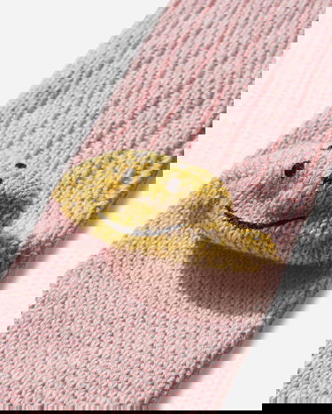 Ponožky KAPITAL Ribbed Knit Socks with Happy Face Accent Ružová | EK-1363XS 2, 3