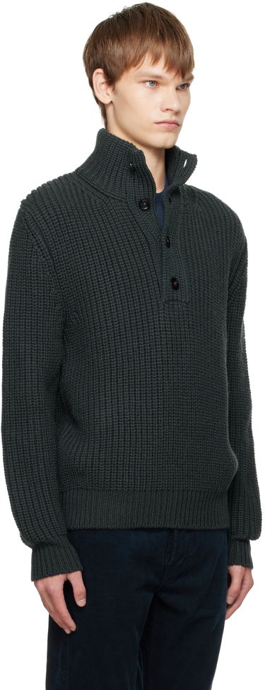 Sveter Tom Ford TOM FORD Cashmere Wool Half Button Sweater Zelené | KTL006-YMW090, 1