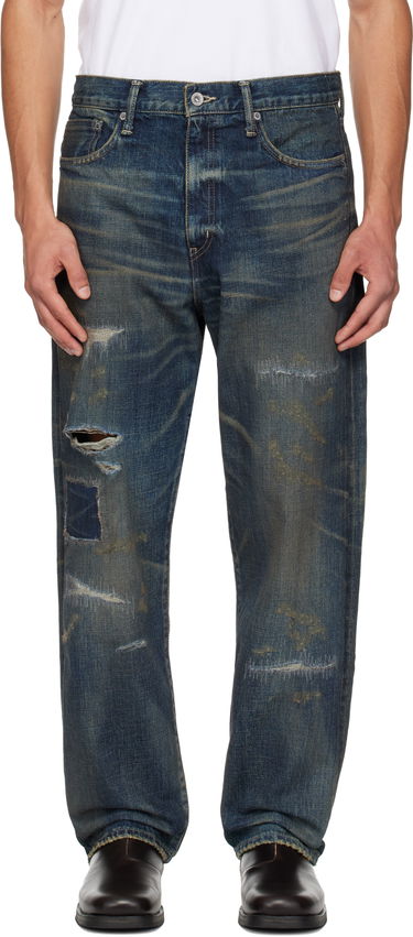 Džínsy Neighborhood Distressed Ripped Patched Denim Jeans Modrá | 252XBNH-PTM08, 0
