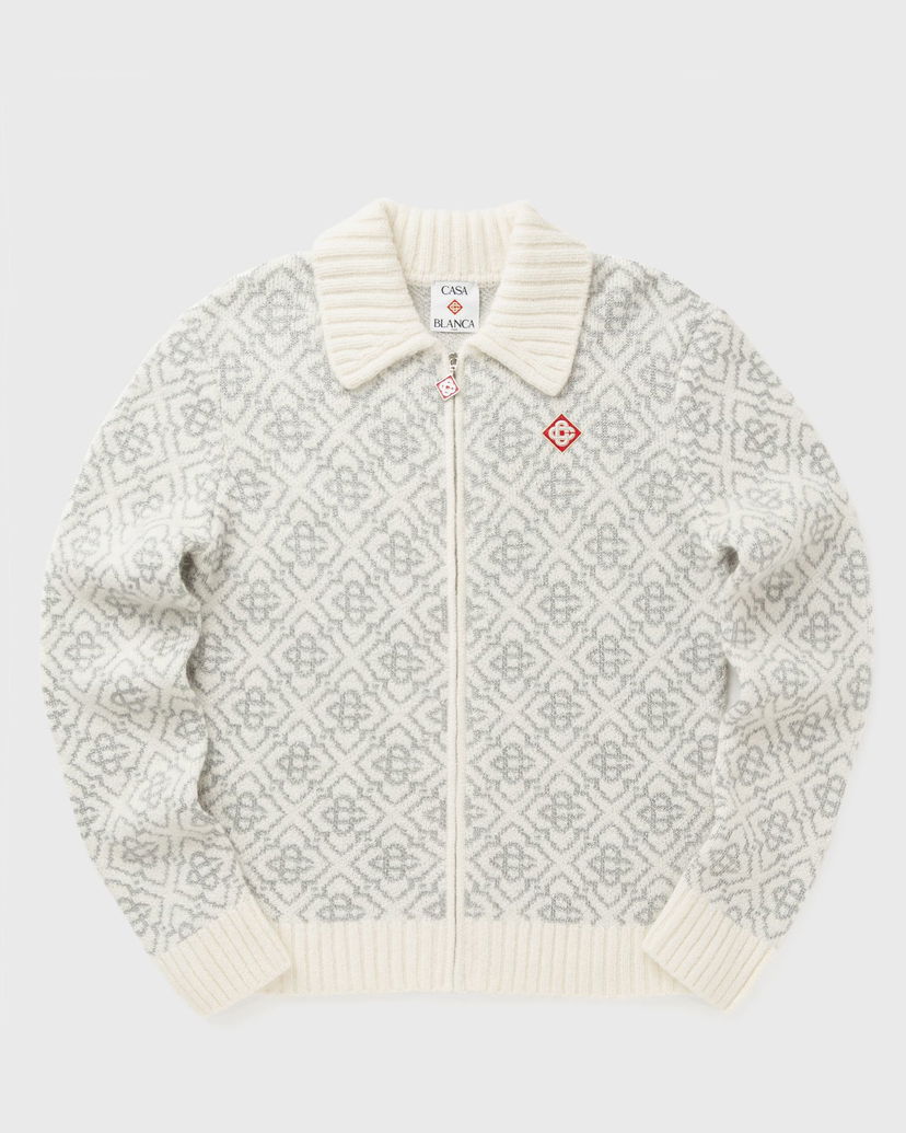 Sveter Casablanca Monogram Knitted Zip-Up Cardigan Biela | M-AW25-KW-1042-01