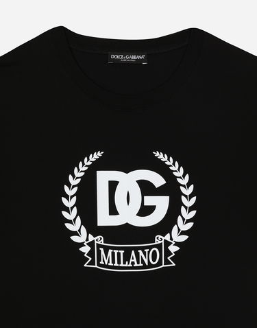 Tričko Dolce & Gabbana Short-sleeved Cotton T-shirt With Dg Print Čierna | G8RN8TG7M8UN0000, 2