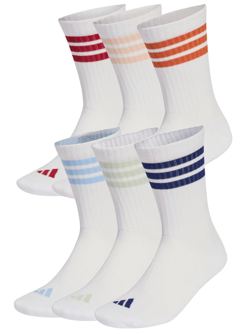 Ponožky adidas Originals 3 Stripes Crew Socks 6 Pack Rôznofarebný | ke5493