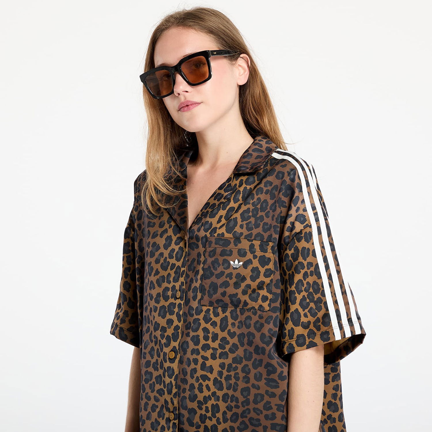 Košeľa adidas Originals Originals Satin Leopard Print Shirt Hnedá | KA2678, 1