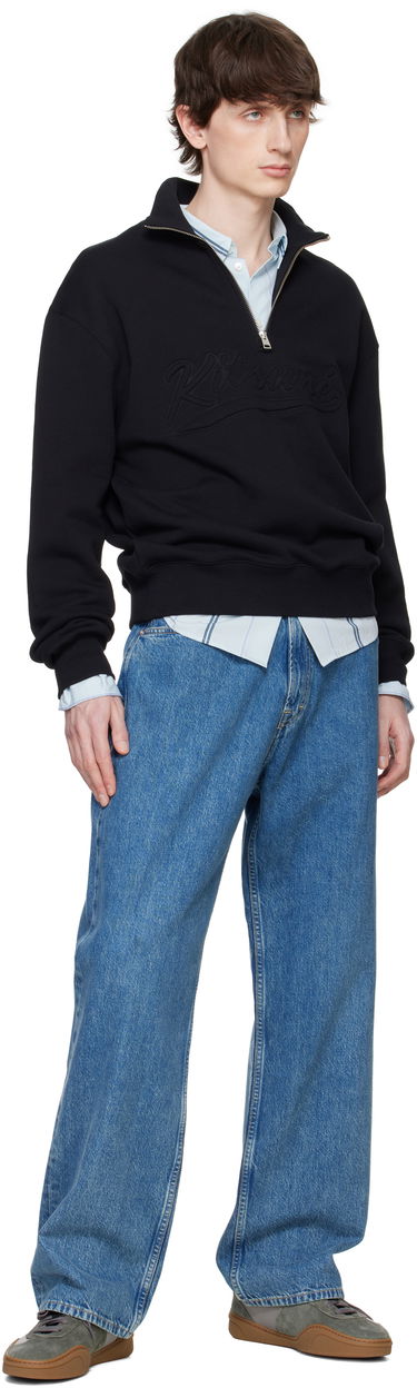Mikina MAISON KITSUNÉ Maison Kitsuné Varsity Half Zip Sweater Čierna | OM00302KM0321, 3