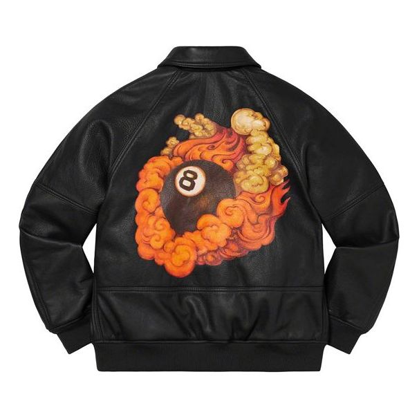 Bomber bunda Supreme Martin Wong x Schott 8-Ball Leather Varsity Jacket Čierna | SUP-FW19-219, 0