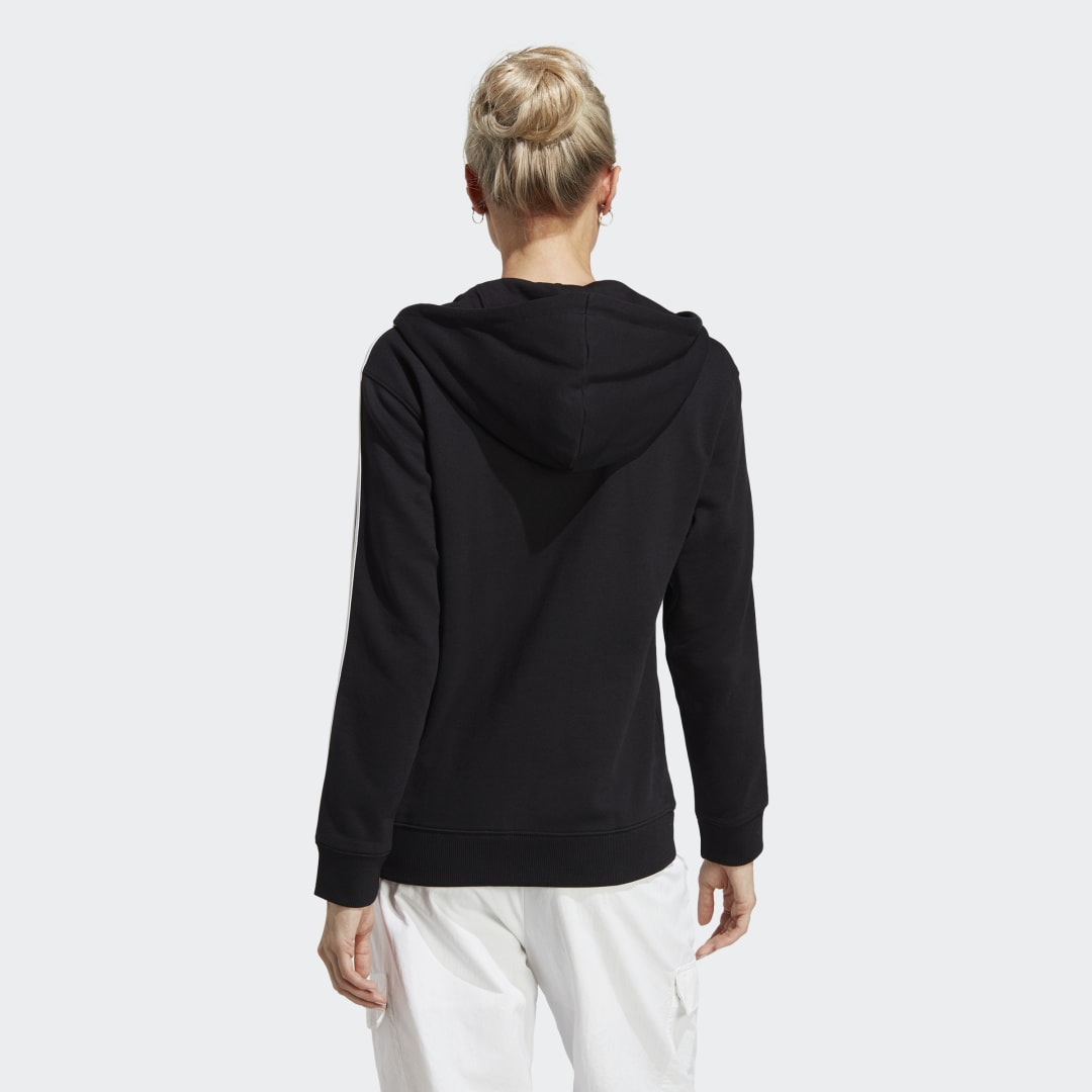 Mikina adidas Originals Essentials 3-Stripes French Terry Regular Full-Zip Hoodie Čierna | IC8769, 1