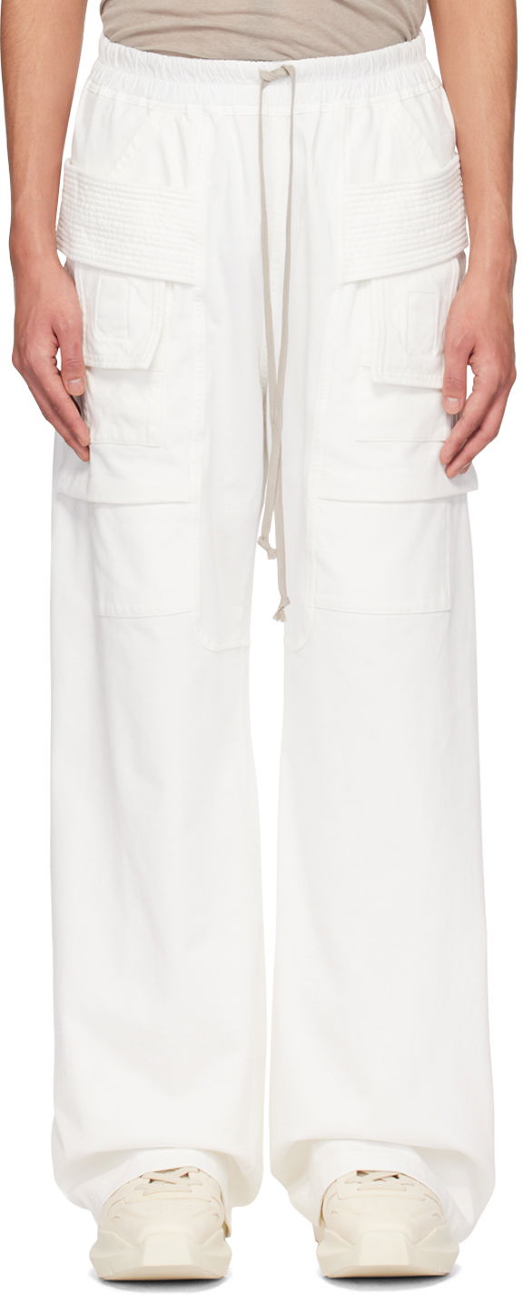 Cargo nohavice Rick Owens Creatch Wide Leg Cargo Pants Biela | DU01D1394 RIG, 0