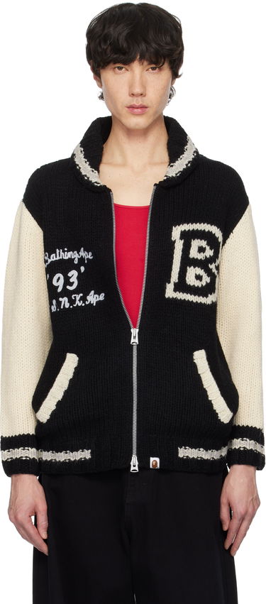 Sveter BAPE A Bathing Ape Cowichan Knit Cardigan Čierna | 001KNK801002M, 0