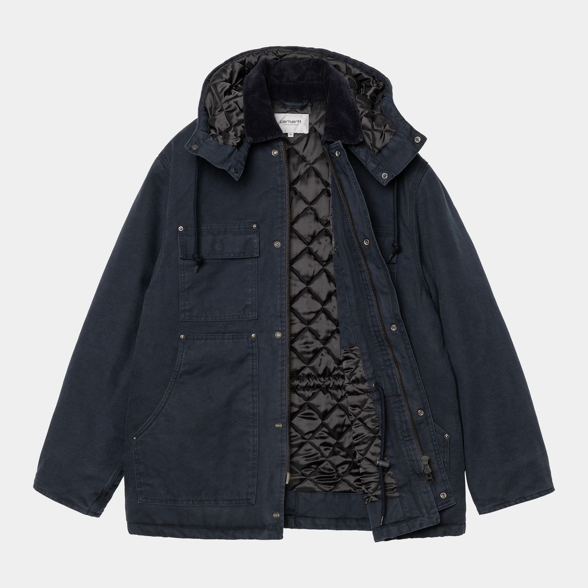 Kabáty Carhartt WIP Carhartt WIP Ambel Stone Washed Hooded Coat Navy | I035616_18, 1
