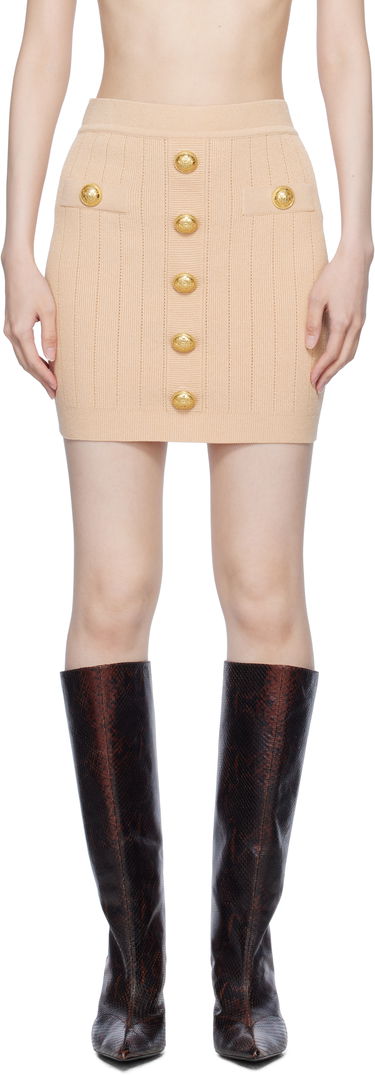 Sukňa Balmain Knit Button Miniskirt Béžová | EF1LB290KB07, 0