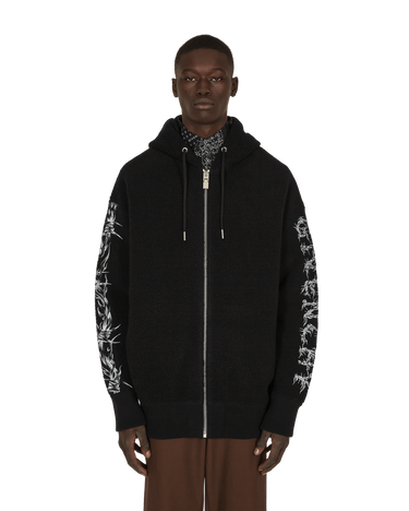 Sveter Givenchy Barbed Wire Printed Hooded Zip Sweater Čierna | BM00TM4Y7Y001 001, 0