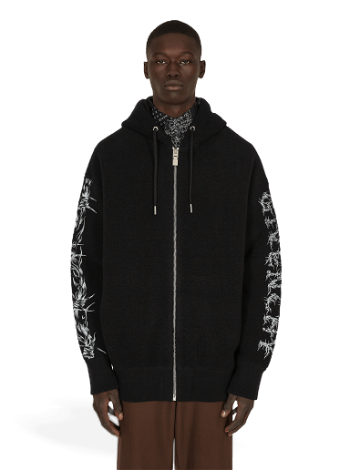 Givenchy Barbed Wire Printed Hooded Zip Sweater BM00TM4Y7Y001 001