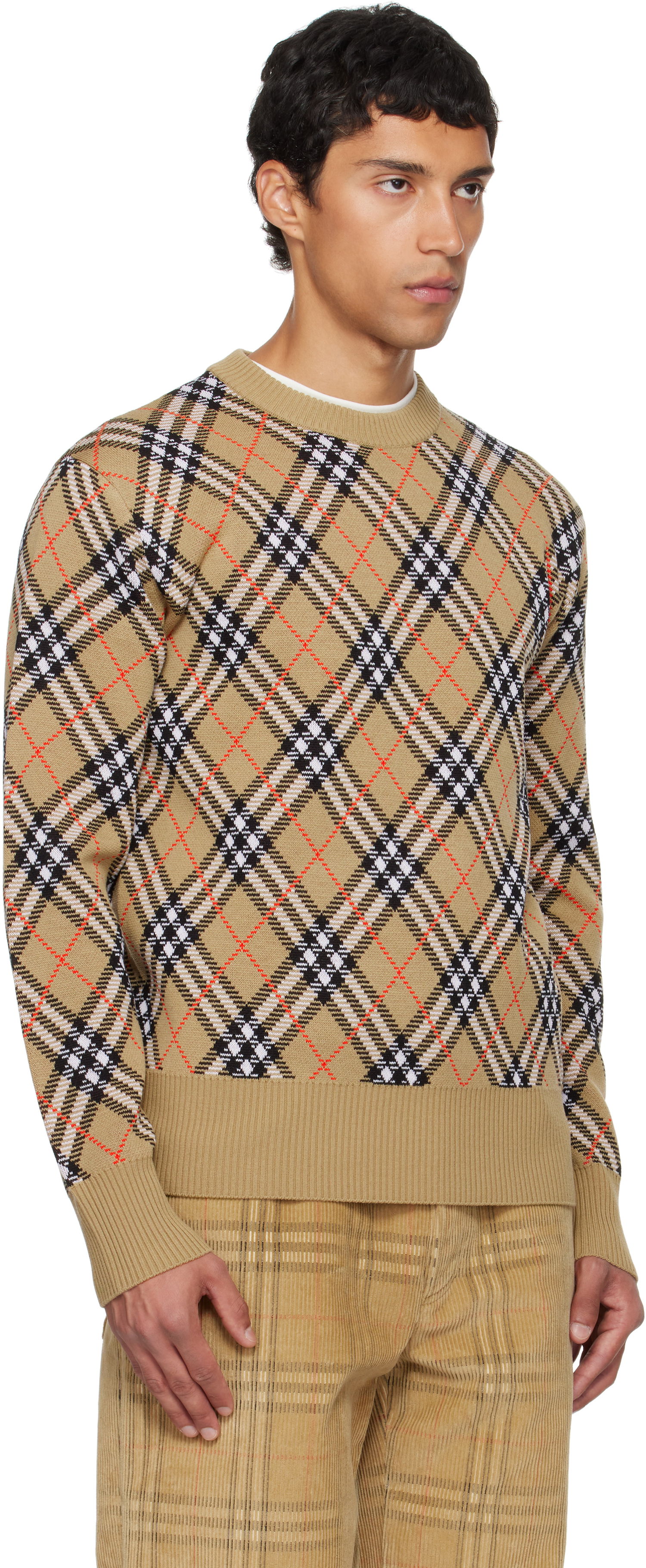 Sveter Burberry Burberry Check Snowdon Sweater Béžová | 8110189, 1