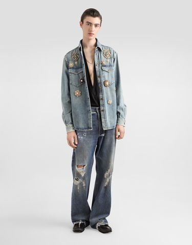 Košeľa Dolce & Gabbana Dolce & Gabbana Bejeweled Denim Shirt Modrá | G5MA1ZG8ME6S9001, 1